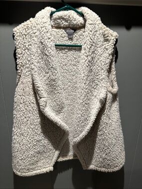 Eddie Bauer Light Cream Sherpa Open-Front Vest